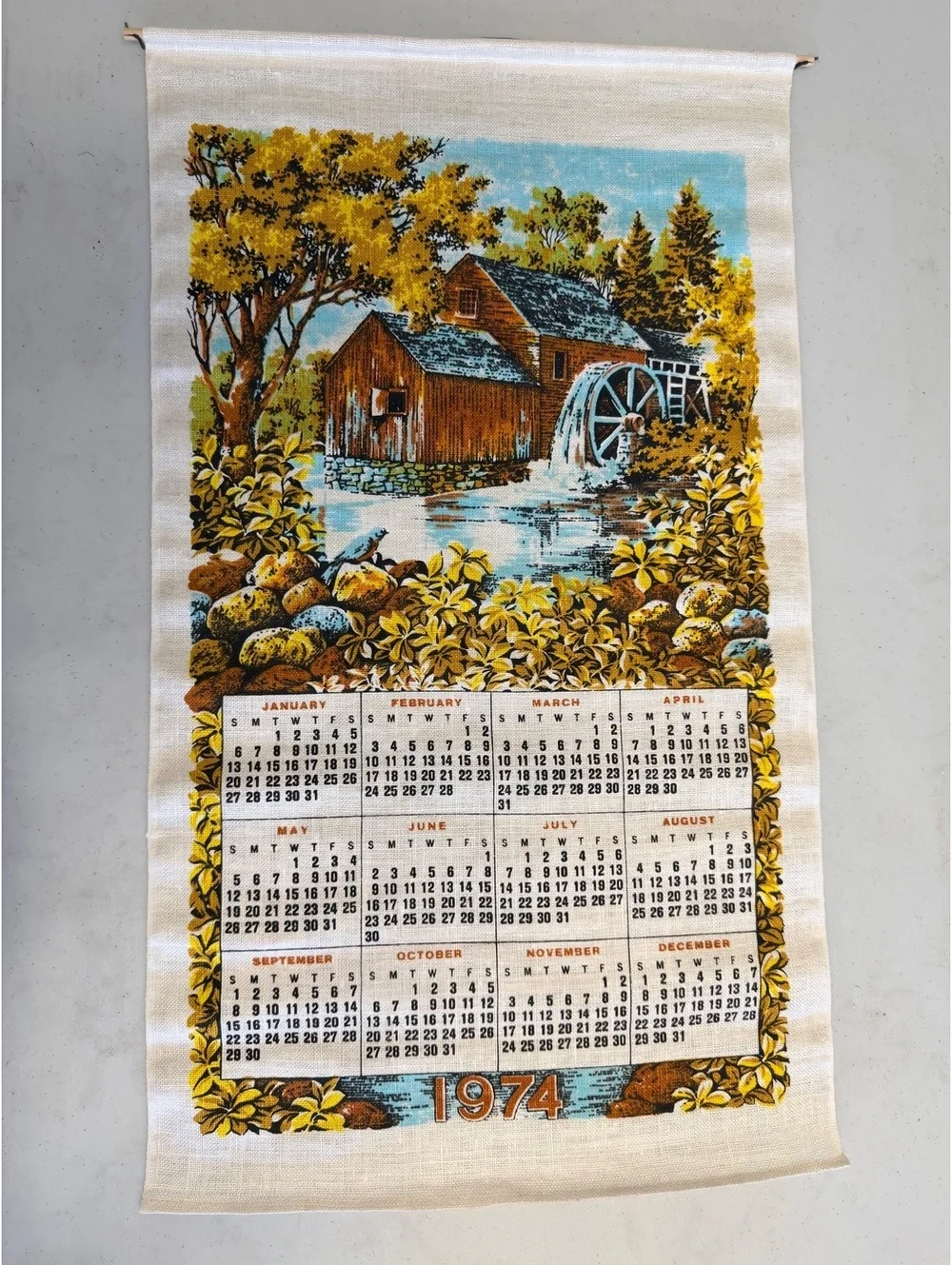 Vintage 1970s Hallmark Fabric Calendars - Set of 10